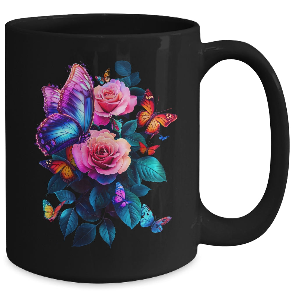 Beautiful Butterfly Purple Rose Butterfly Lovers Women Mug | siriusteestore