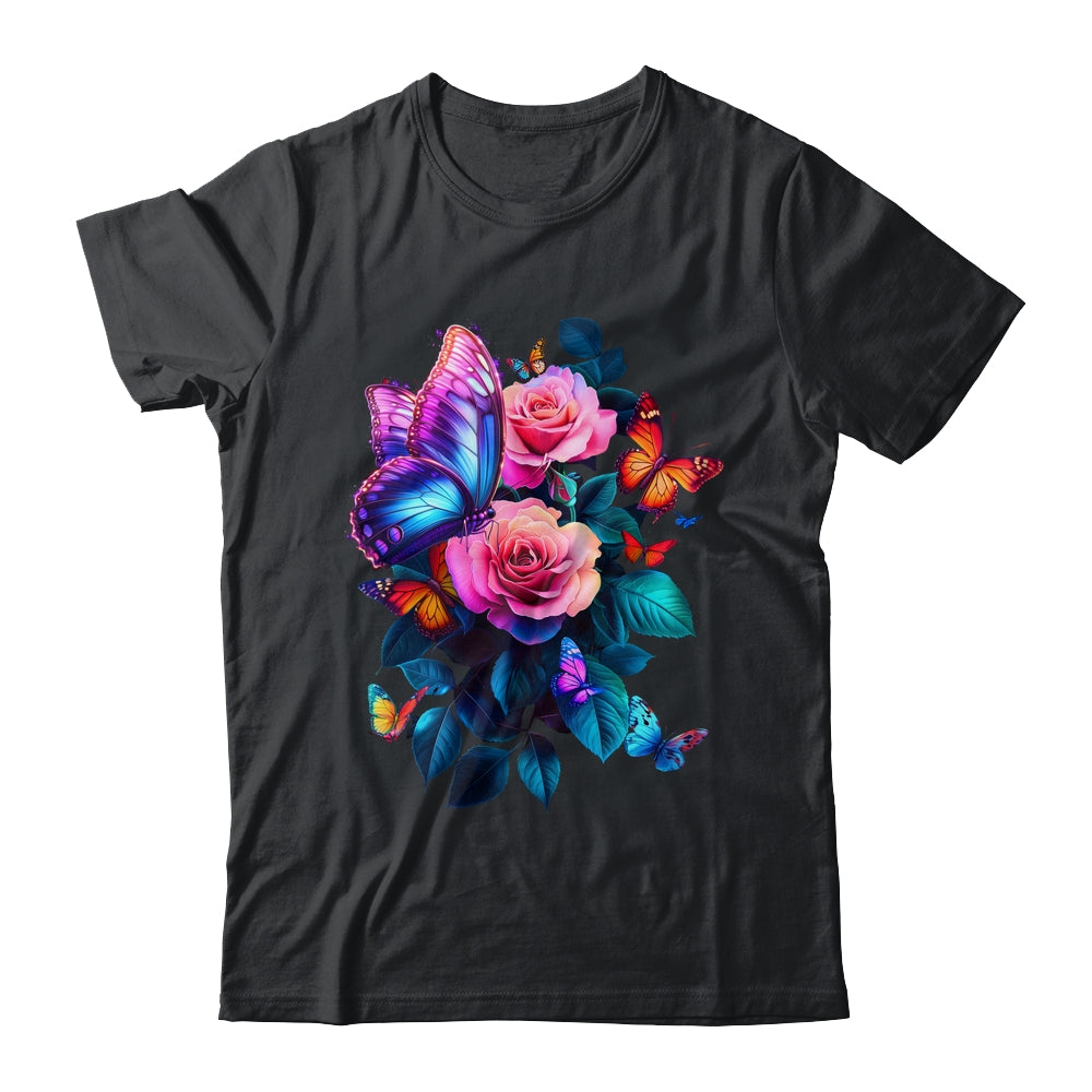 Beautiful Butterfly Purple Rose Butterfly Lovers Women Shirt & Tank Top | siriusteestore