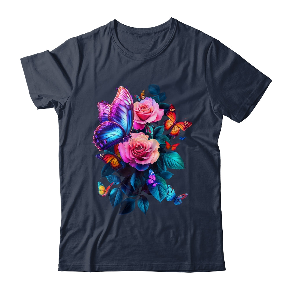 Beautiful Butterfly Purple Rose Butterfly Lovers Women Shirt & Tank Top | siriusteestore
