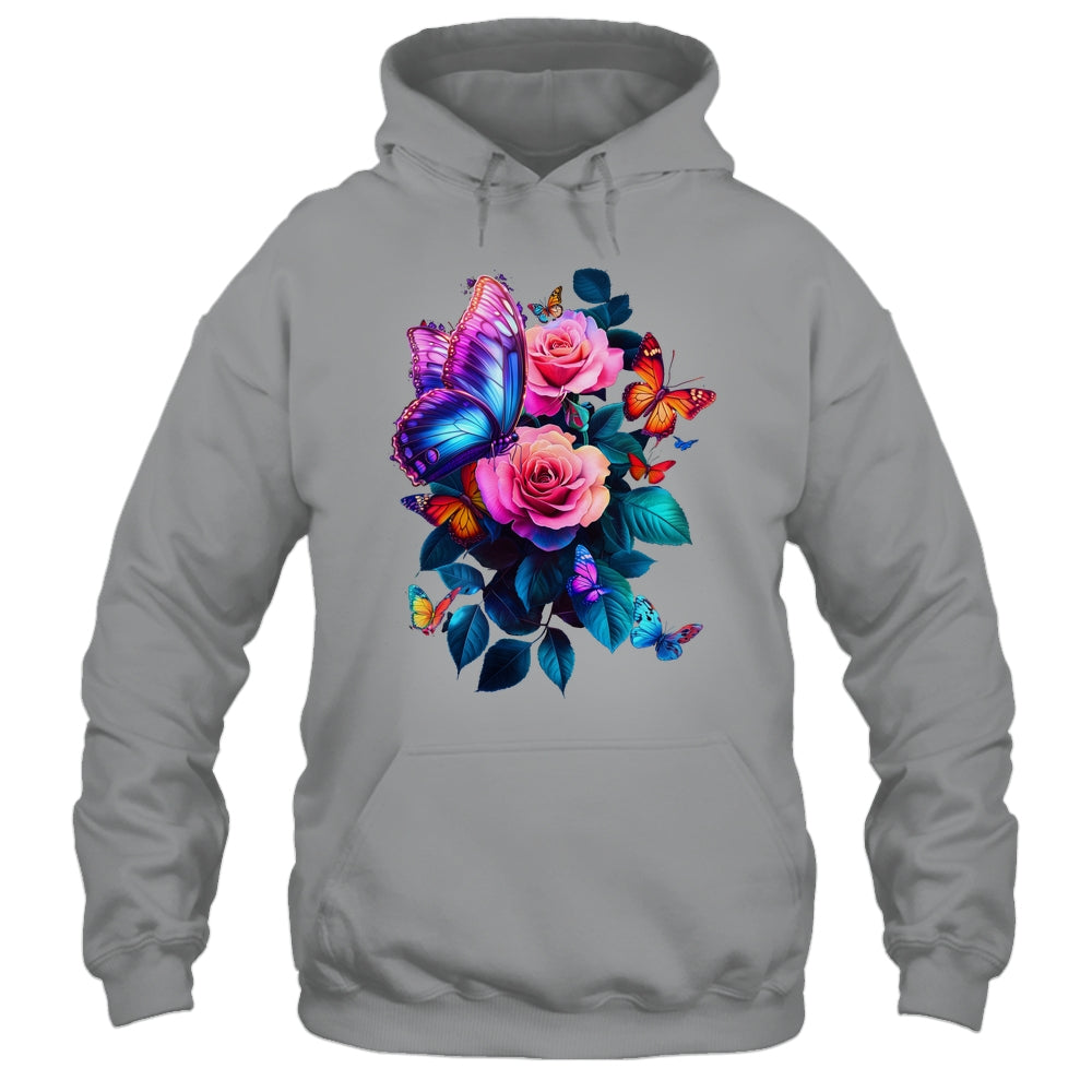 Beautiful Butterfly Purple Rose Butterfly Lovers Women Shirt & Tank Top | siriusteestore