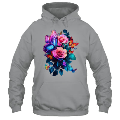 Beautiful Butterfly Purple Rose Butterfly Lovers Women Shirt & Tank Top | siriusteestore