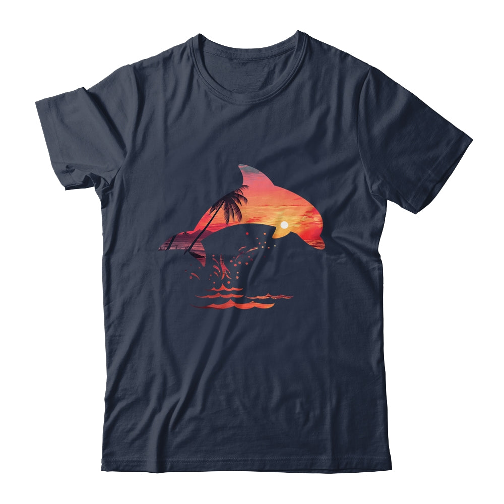 Beautiful Dolphin Sunset Colorful Sunrise Dolphin Silhouette Shirt & Tank Top | siriusteestore