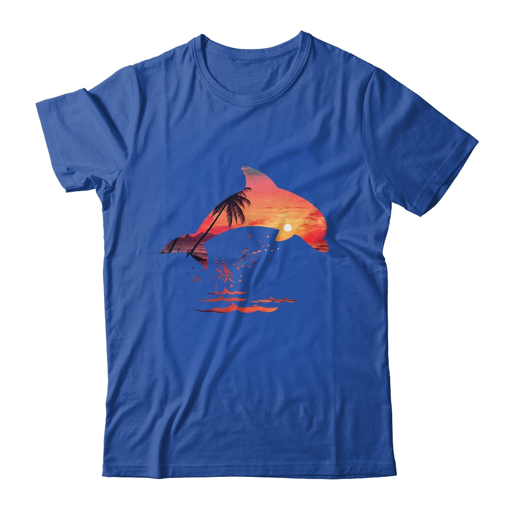 Beautiful Dolphin Sunset Colorful Sunrise Dolphin Silhouette Shirt & Tank Top | siriusteestore