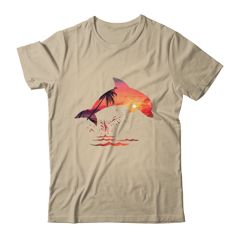Beautiful Dolphin Sunset Colorful Sunrise Dolphin Silhouette Shirt & Tank Top | siriusteestore