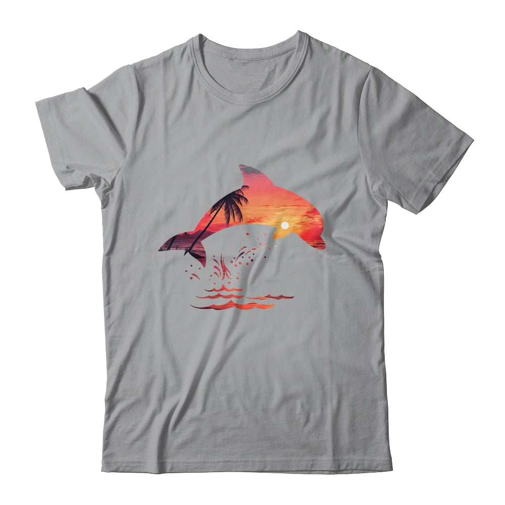 Beautiful Dolphin Sunset Colorful Sunrise Dolphin Silhouette Shirt & Tank Top | siriusteestore
