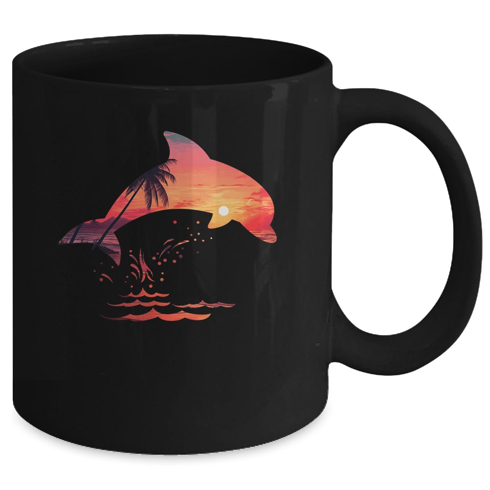 Beautiful Dolphin Sunset Colorful Sunrise Dolphin Silhouette Mug | siriusteestore