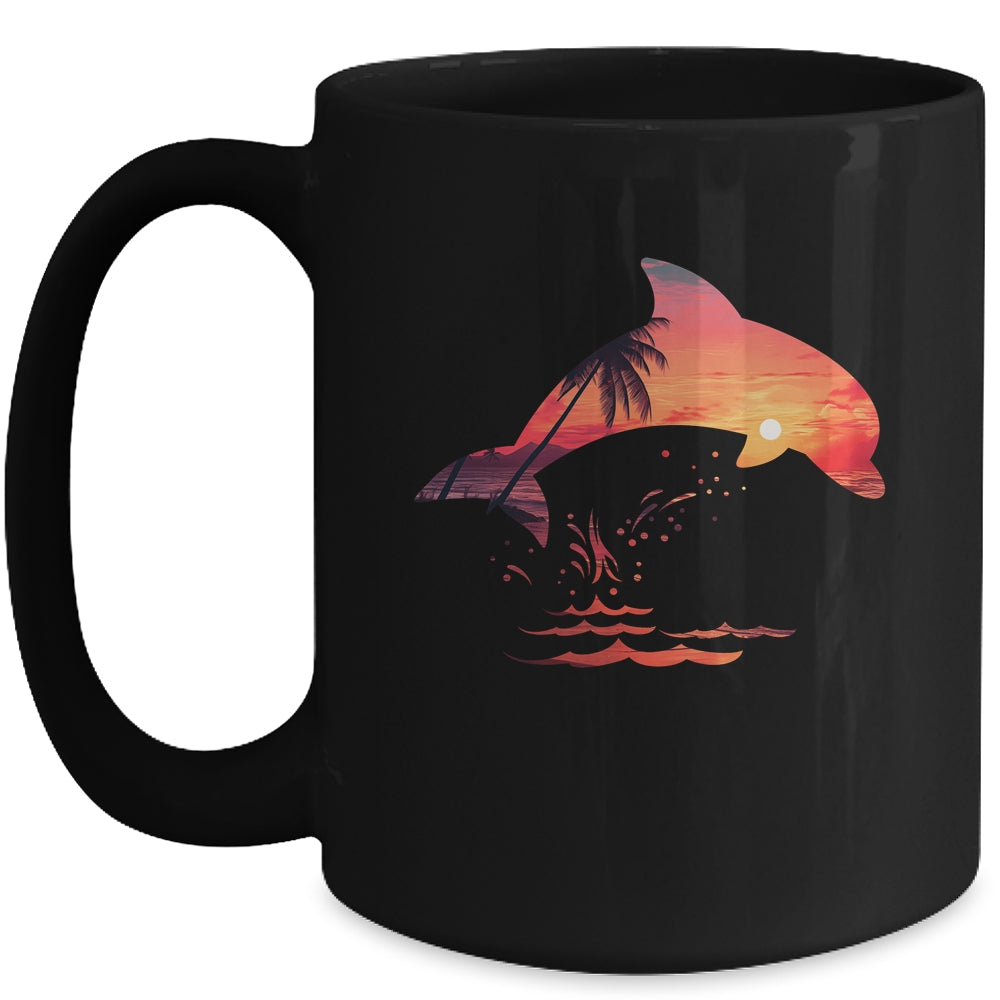 Beautiful Dolphin Sunset Colorful Sunrise Dolphin Silhouette Mug | siriusteestore
