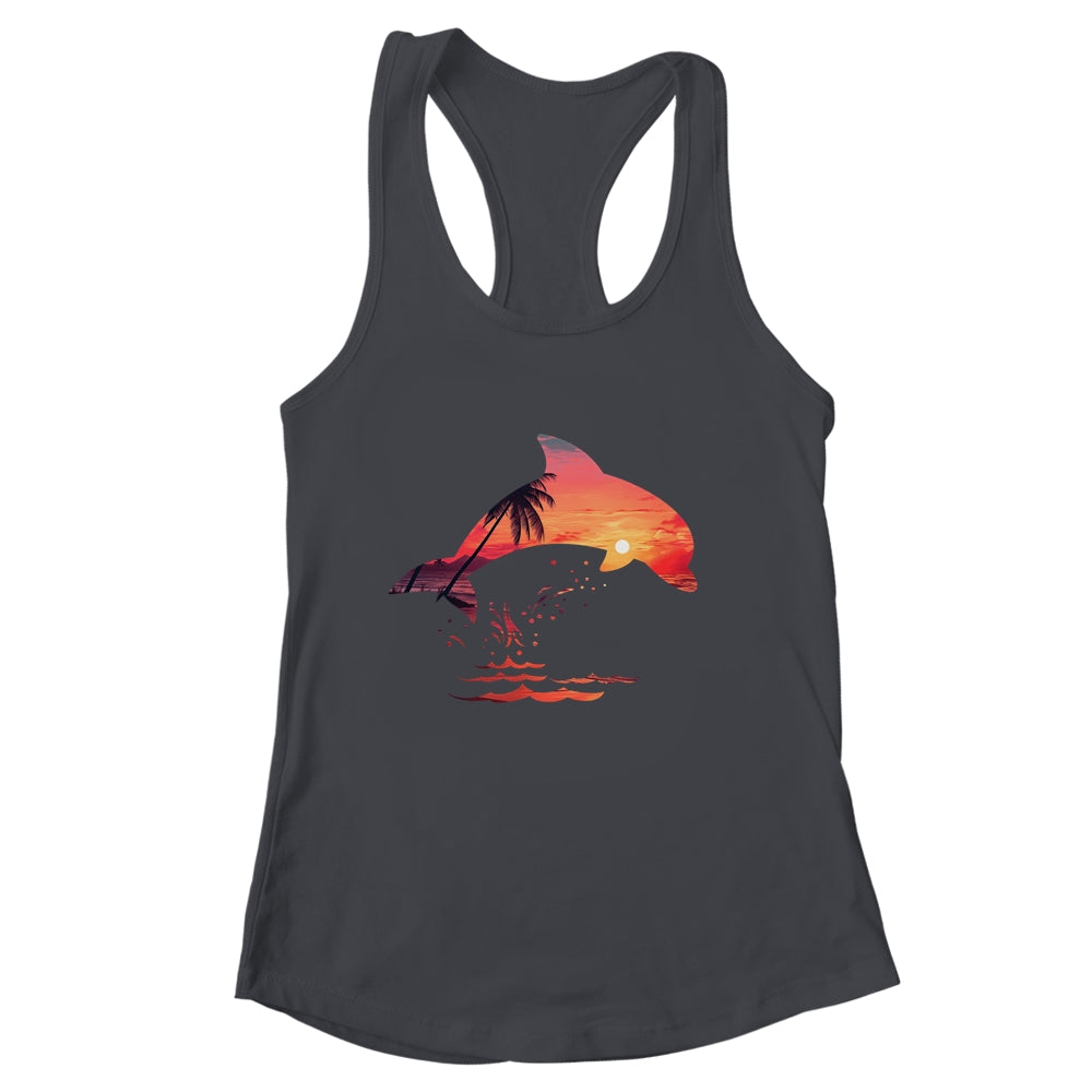 Beautiful Dolphin Sunset Colorful Sunrise Dolphin Silhouette Shirt & Tank Top | siriusteestore