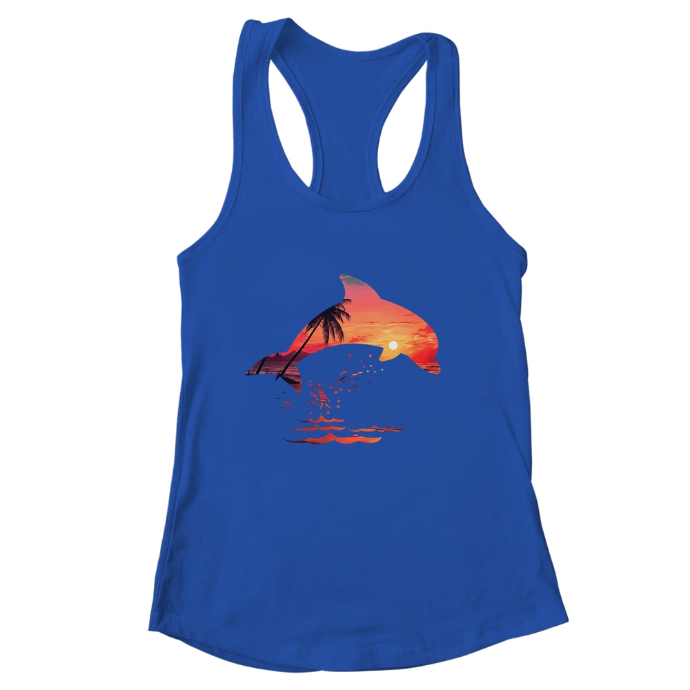Beautiful Dolphin Sunset Colorful Sunrise Dolphin Silhouette Shirt & Tank Top | siriusteestore