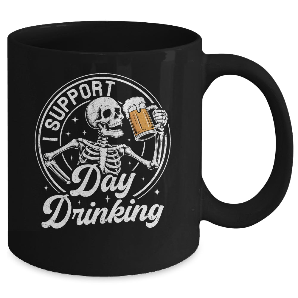 Beer Lover Drinking Party Skeleton I Support Day Drinking Mug | siriusteestore