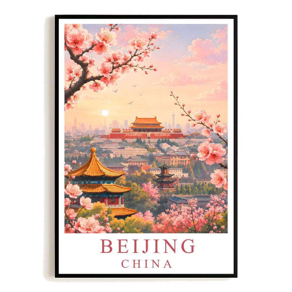 Beijing China Travel Poster Chinese Architecture Watercolor Art Print Vintage Landscape Painting Print Ideal For Family Home Living Room Office Bedroom Decor Unframed | siriusteestore