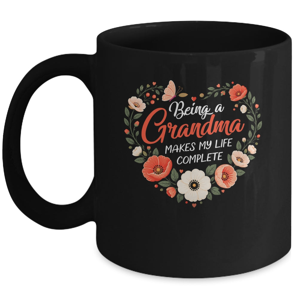 Being A Grandma Makes My Life Complete Floral Butterfly Mug | siriusteestore