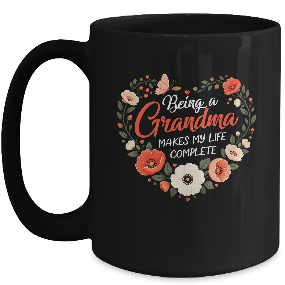 Being A Grandma Makes My Life Complete Floral Butterfly Mug | siriusteestore