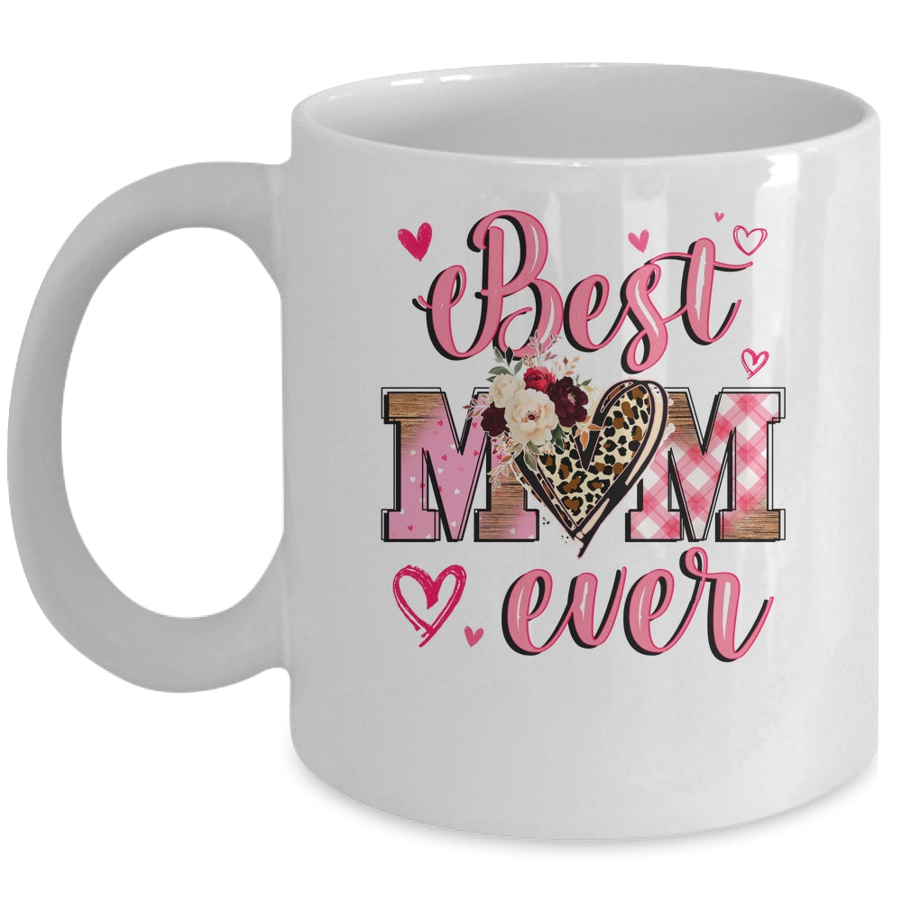 Best Mom Ever Mother's Day Mom With Floral Leopard Heart Mug | siriusteestore