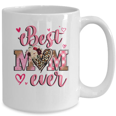 Best Mom Ever Mother's Day Mom With Floral Leopard Heart Mug | siriusteestore