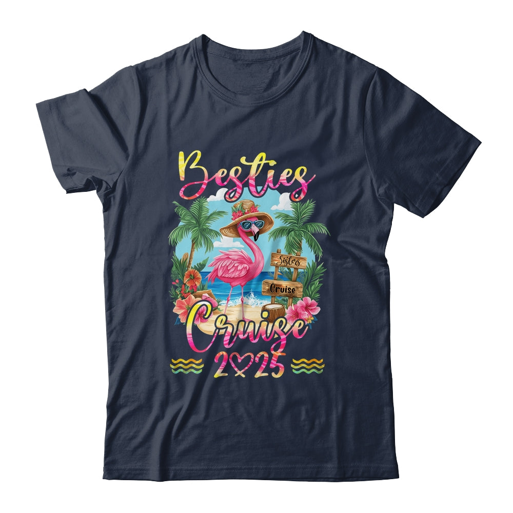 Besties Cruise 2025 Tie Dye Flamingo Cruise Squad Girls Trip Shirt & Tank Top | siriusteestore
