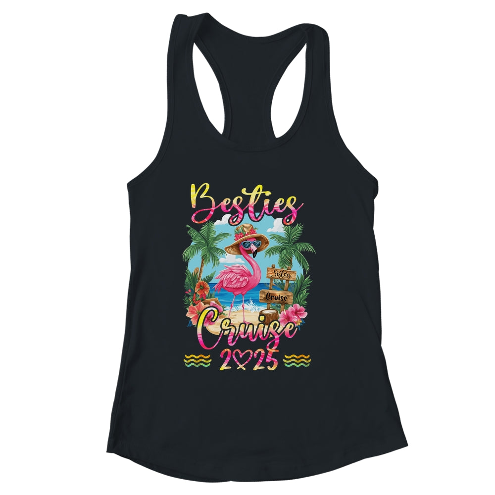 Besties Cruise 2025 Tie Dye Flamingo Cruise Squad Girls Trip Shirt & Tank Top | siriusteestore