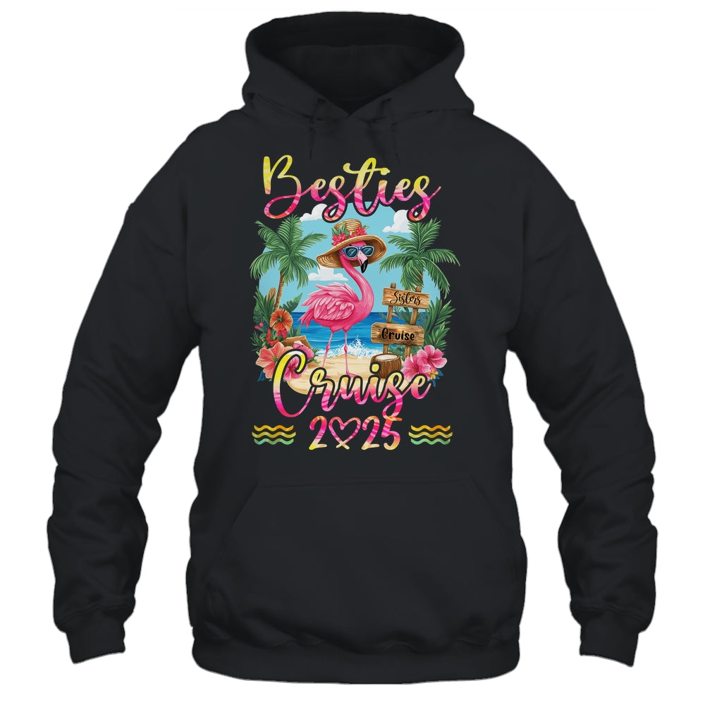 Besties Cruise 2025 Tie Dye Flamingo Cruise Squad Girls Trip Shirt & Tank Top | siriusteestore