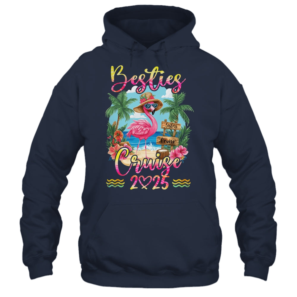 Besties Cruise 2025 Tie Dye Flamingo Cruise Squad Girls Trip Shirt & Tank Top | siriusteestore