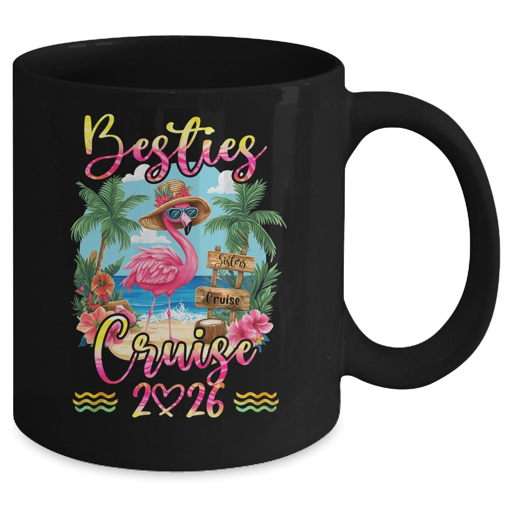 Besties Cruise 2026 Tie Dye Flamingo Cruise Squad Girls Trip Mug | siriusteestore