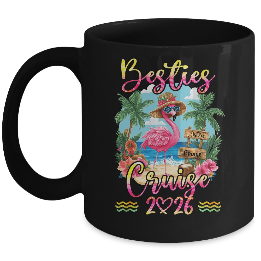 Besties Cruise 2026 Tie Dye Flamingo Cruise Squad Girls Trip Mug | siriusteestore