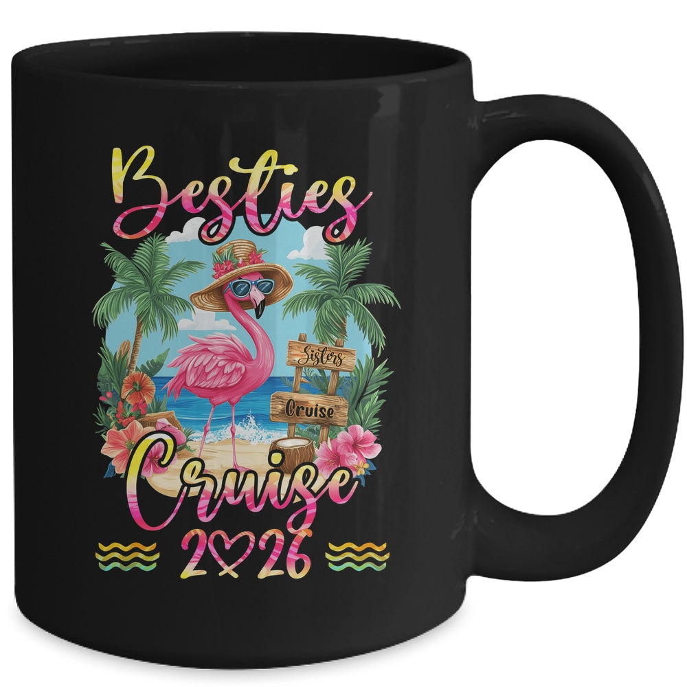 Besties Cruise 2026 Tie Dye Flamingo Cruise Squad Girls Trip Mug | siriusteestore