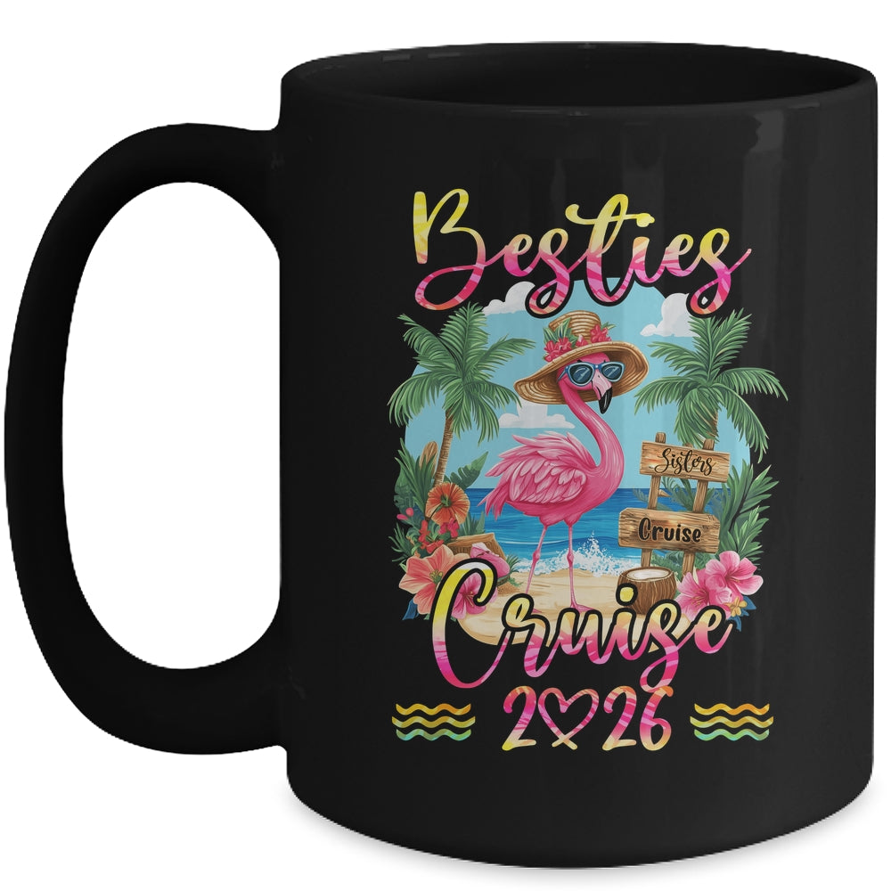 Besties Cruise 2026 Tie Dye Flamingo Cruise Squad Girls Trip Mug | siriusteestore