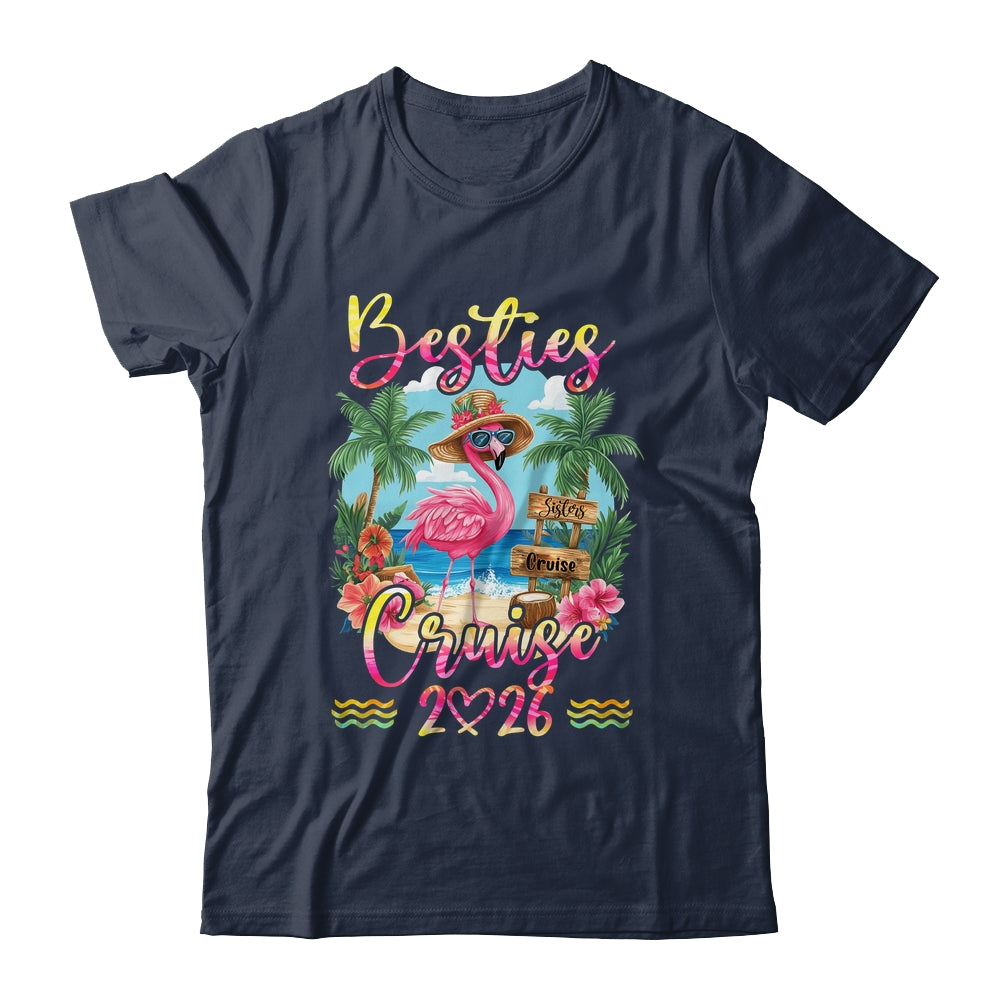 Besties Cruise 2026 Tie Dye Flamingo Cruise Squad Girls Trip Shirt & Tank Top | siriusteestore
