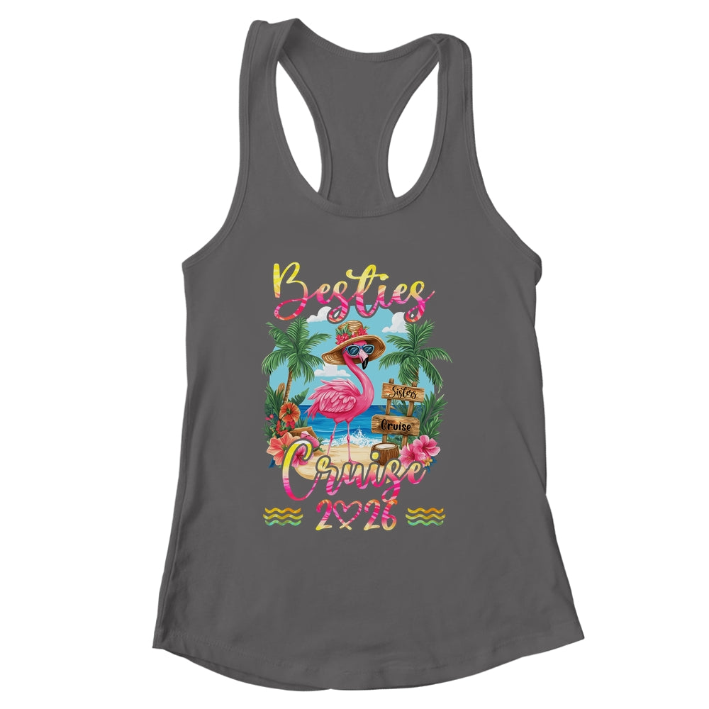 Besties Cruise 2026 Tie Dye Flamingo Cruise Squad Girls Trip Shirt & Tank Top | siriusteestore