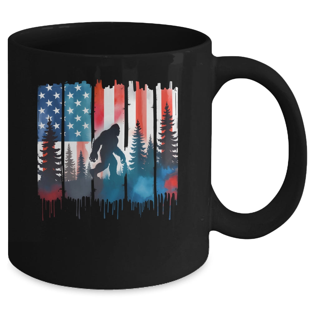 Big Foot Bigfoot Sasquatch American Flag Patriotic 4th July Mug | siriusteestore