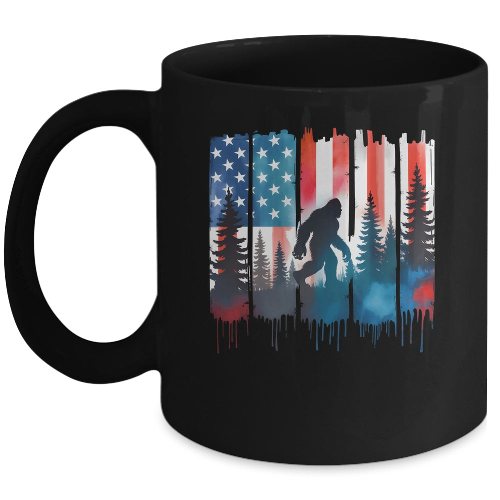 Big Foot Bigfoot Sasquatch American Flag Patriotic 4th July Mug | siriusteestore