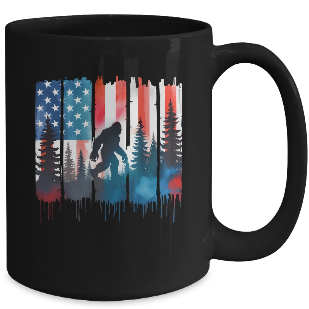 Big Foot Bigfoot Sasquatch American Flag Patriotic 4th July Mug | siriusteestore