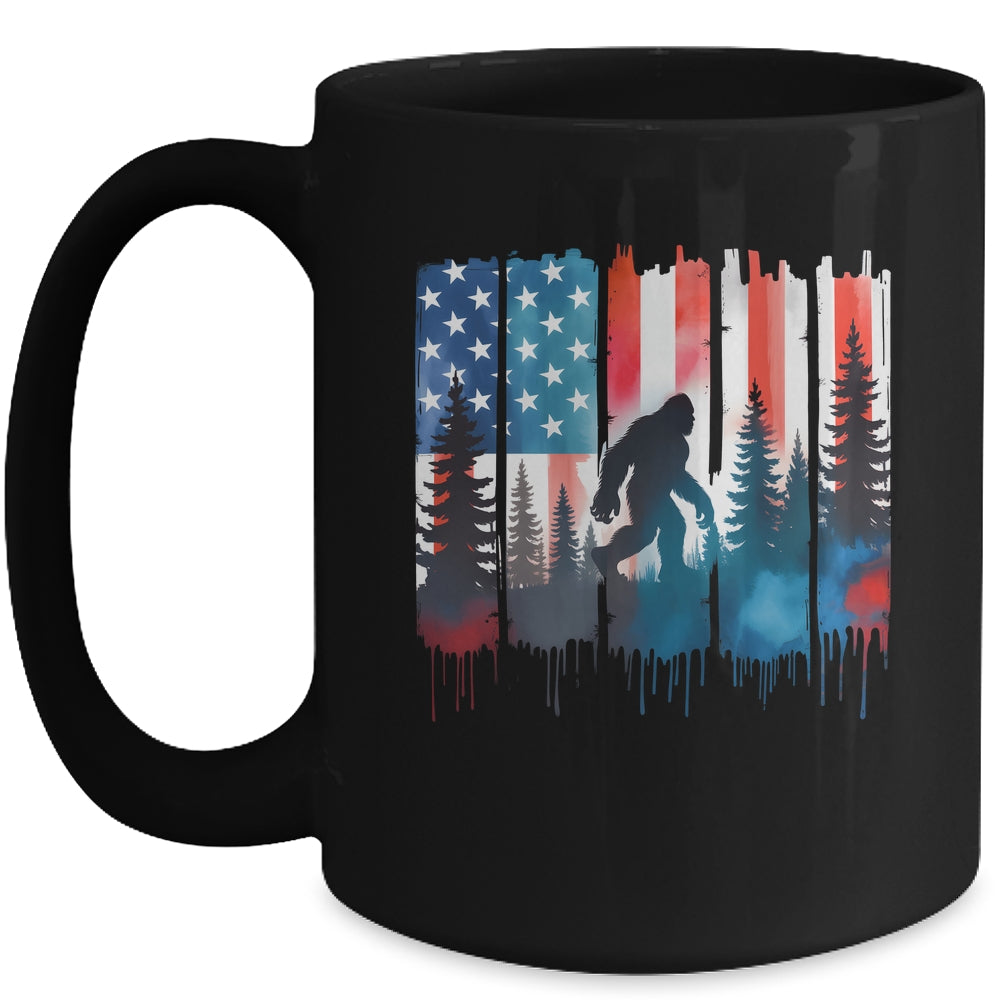 Big Foot Bigfoot Sasquatch American Flag Patriotic 4th July Mug | siriusteestore