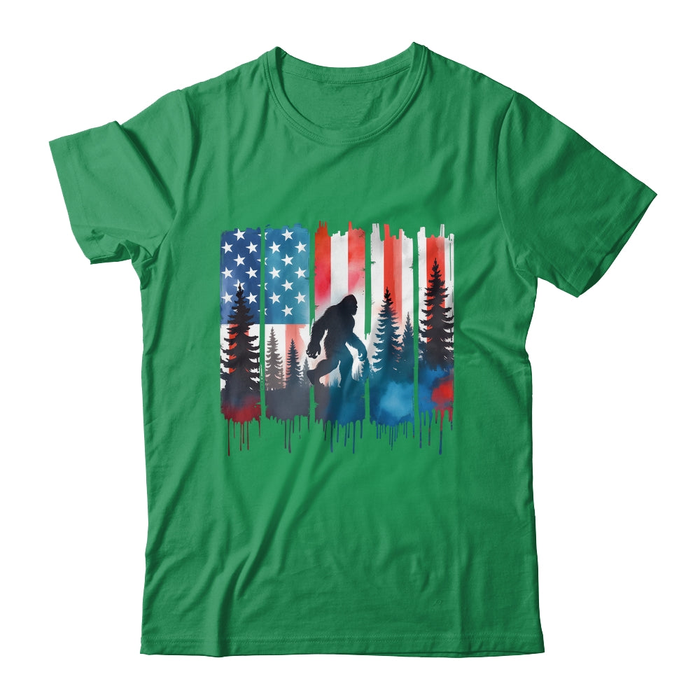 Big Foot Bigfoot Sasquatch American Flag Patriotic 4th July Shirt & Hoodie | siriusteestore