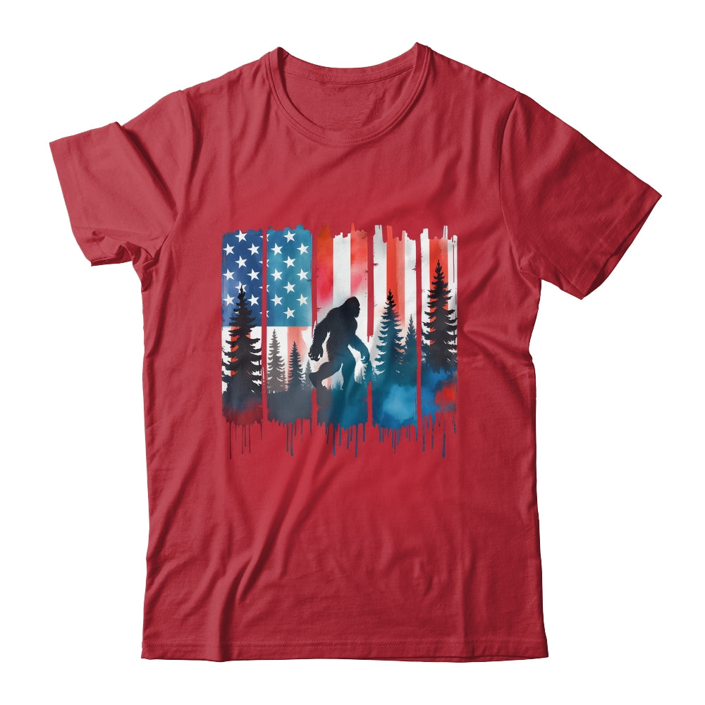 Big Foot Bigfoot Sasquatch American Flag Patriotic 4th July Shirt & Hoodie | siriusteestore