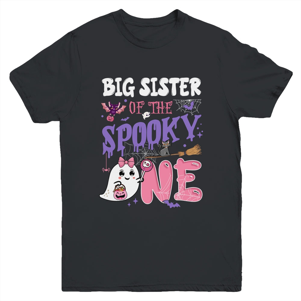 Big Sister Of The Spooky One 1st Birthday Girl Halloween Ghost Youth Shirt | siriusteestore