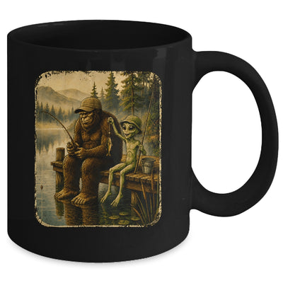 Bigfoot Alien Fishing Funny Men UFO Sasquatch Lovers Camping Mug | siriusteestore