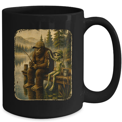 Bigfoot Alien Fishing Funny Men UFO Sasquatch Lovers Camping Mug | siriusteestore
