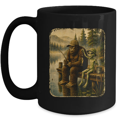 Bigfoot Alien Fishing Funny Men UFO Sasquatch Lovers Camping Mug | siriusteestore