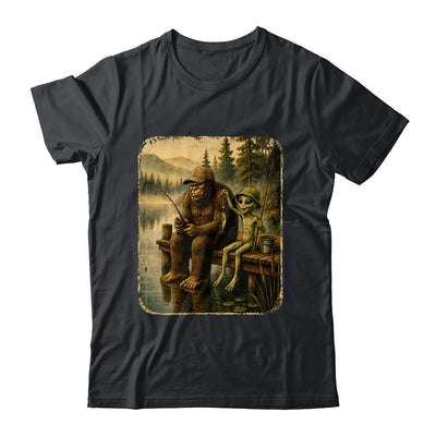 Bigfoot Alien Fishing Funny Men UFO Sasquatch Lovers Camping Shirt & Hoodie | siriusteestore