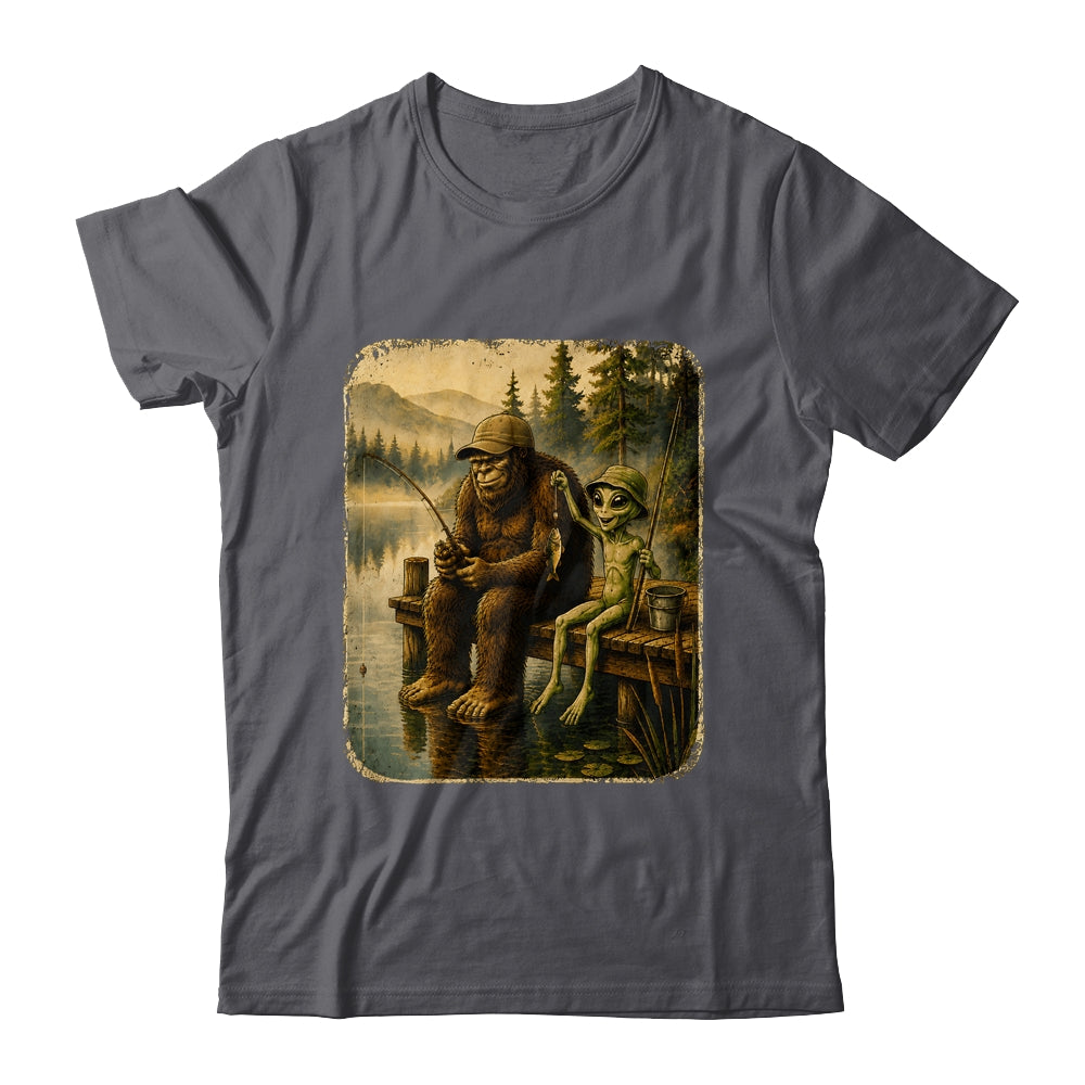 Bigfoot Alien Fishing Funny Men UFO Sasquatch Lovers Camping Shirt & Hoodie | siriusteestore