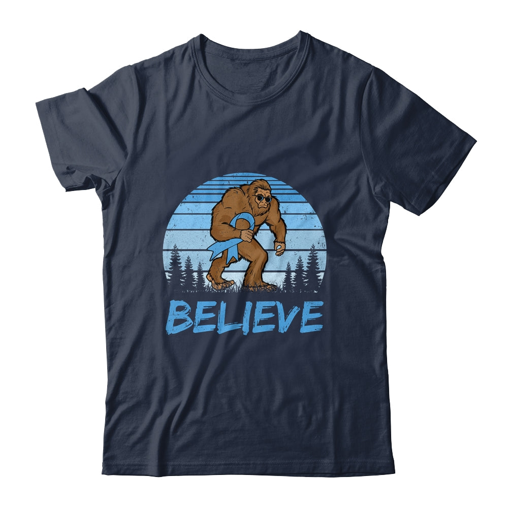 Bigfoot Believe Light Blue Ribbon Prostate Cancer Awareness Shirt & Hoodie | siriusteestore