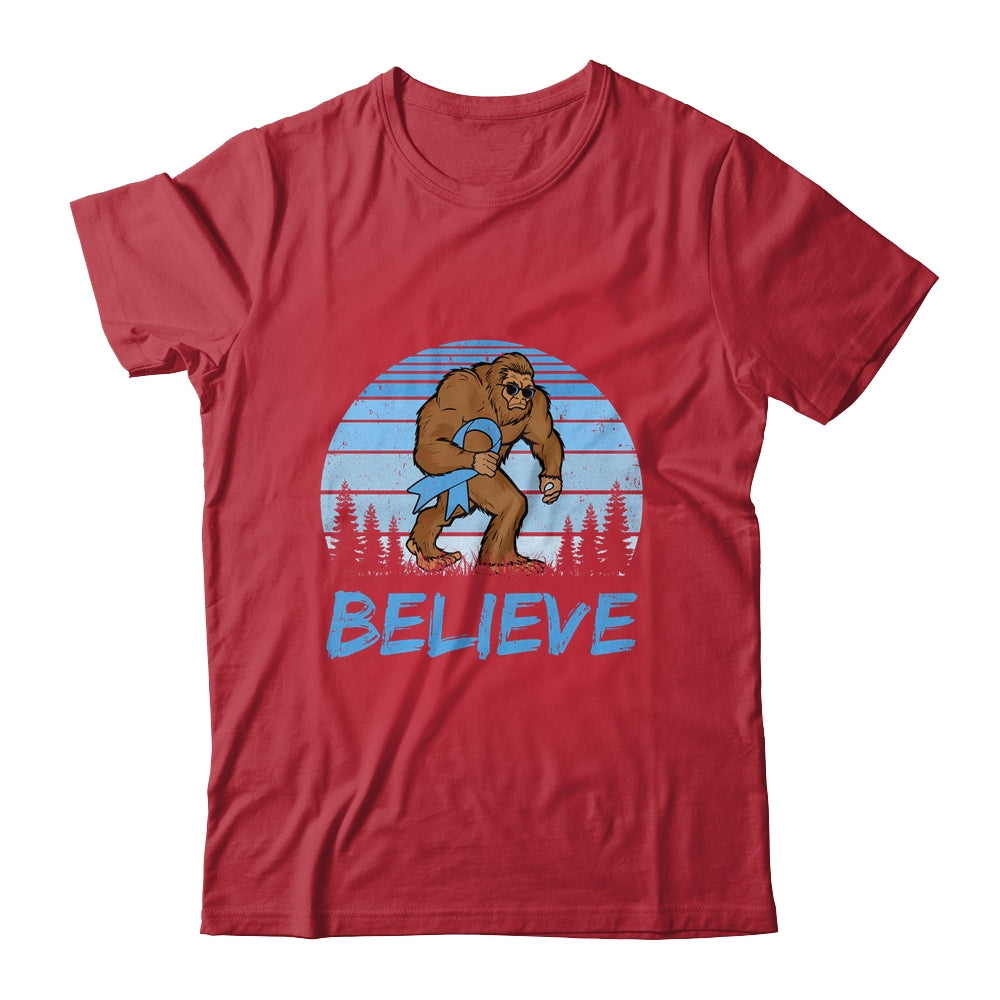 Bigfoot Believe Light Blue Ribbon Prostate Cancer Awareness Shirt & Hoodie | siriusteestore