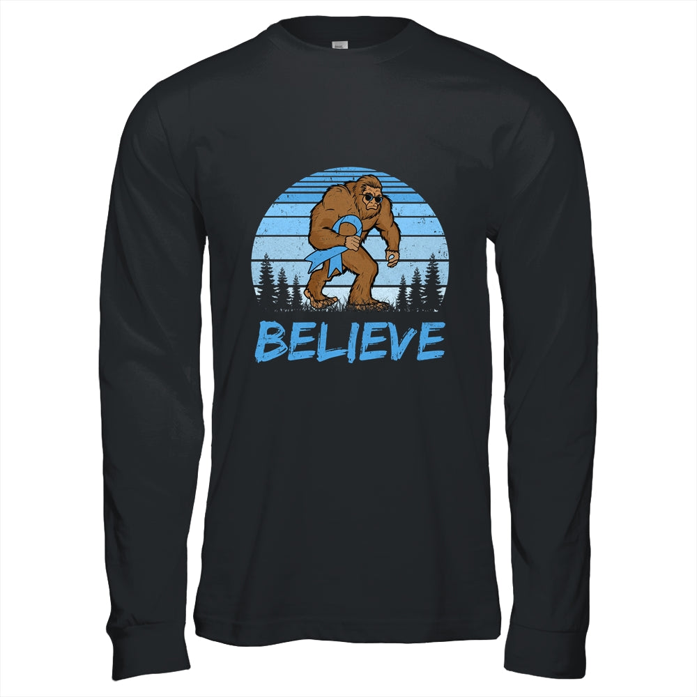 Bigfoot Believe Light Blue Ribbon Prostate Cancer Awareness Shirt & Hoodie | siriusteestore
