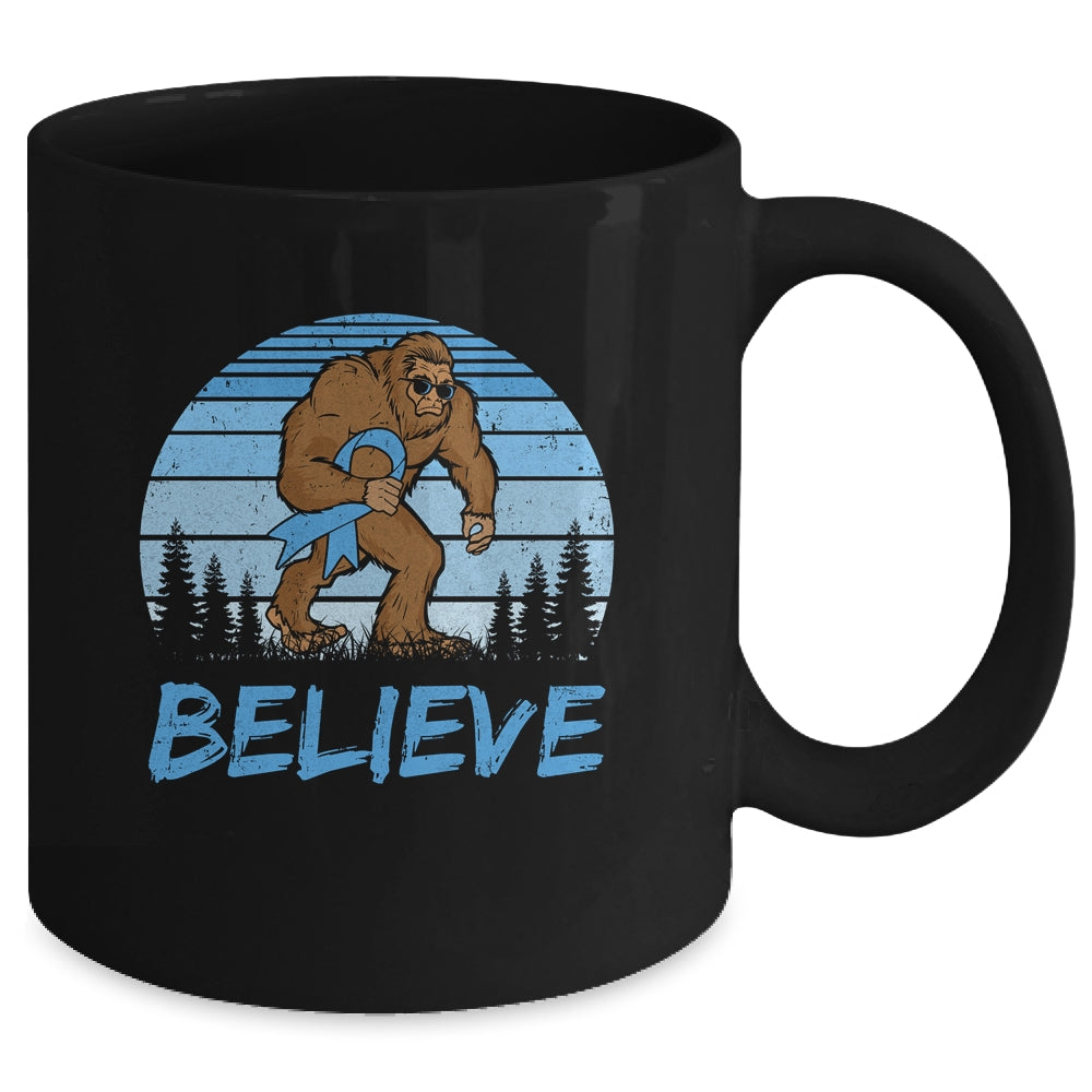 Bigfoot Believe Light Blue Ribbon Prostate Cancer Awareness Mug | siriusteestore