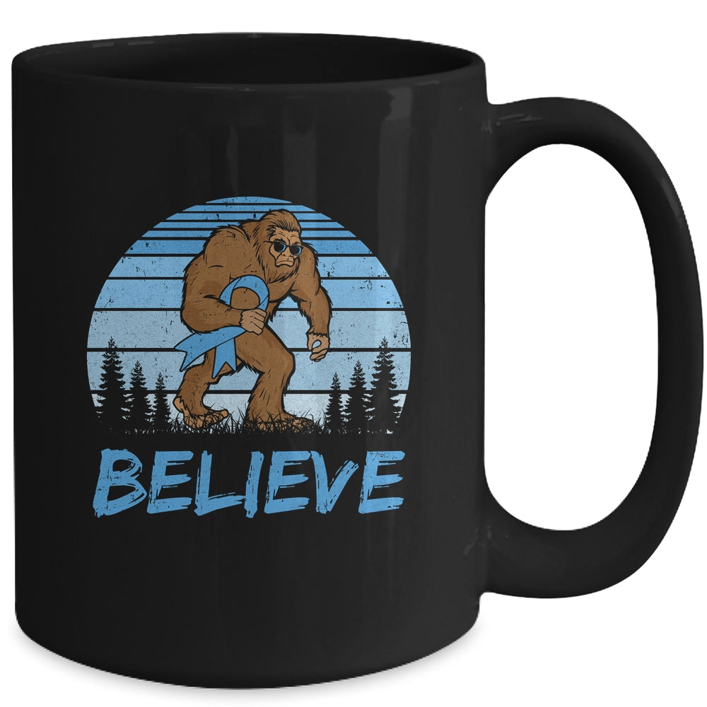 Bigfoot Believe Light Blue Ribbon Prostate Cancer Awareness Mug | siriusteestore