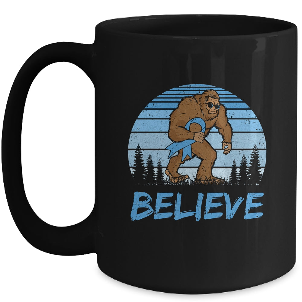 Bigfoot Believe Light Blue Ribbon Prostate Cancer Awareness Mug | siriusteestore