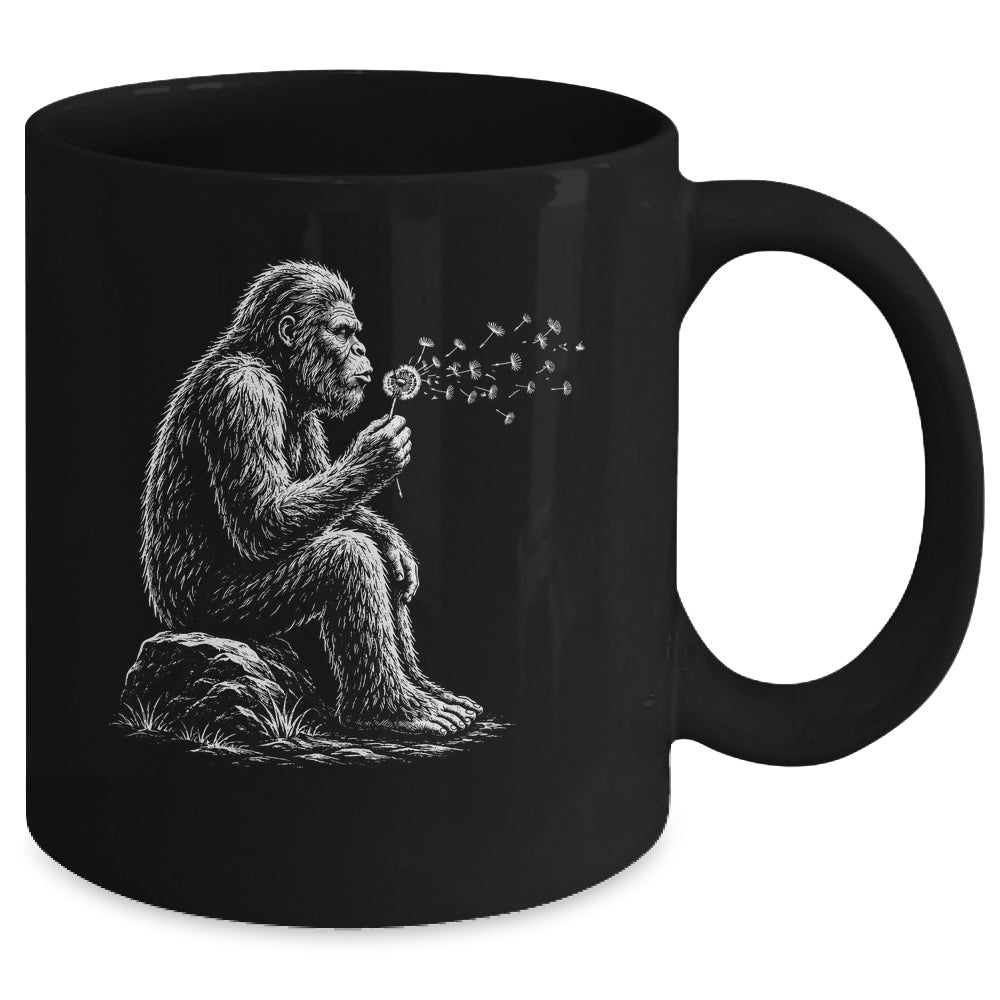Bigfoot Blowing Wishes Dandelion Vintage Sasquatch Art Mug | siriusteestore