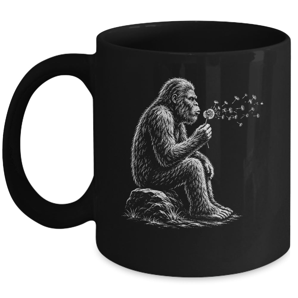 Bigfoot Blowing Wishes Dandelion Vintage Sasquatch Art Mug | siriusteestore