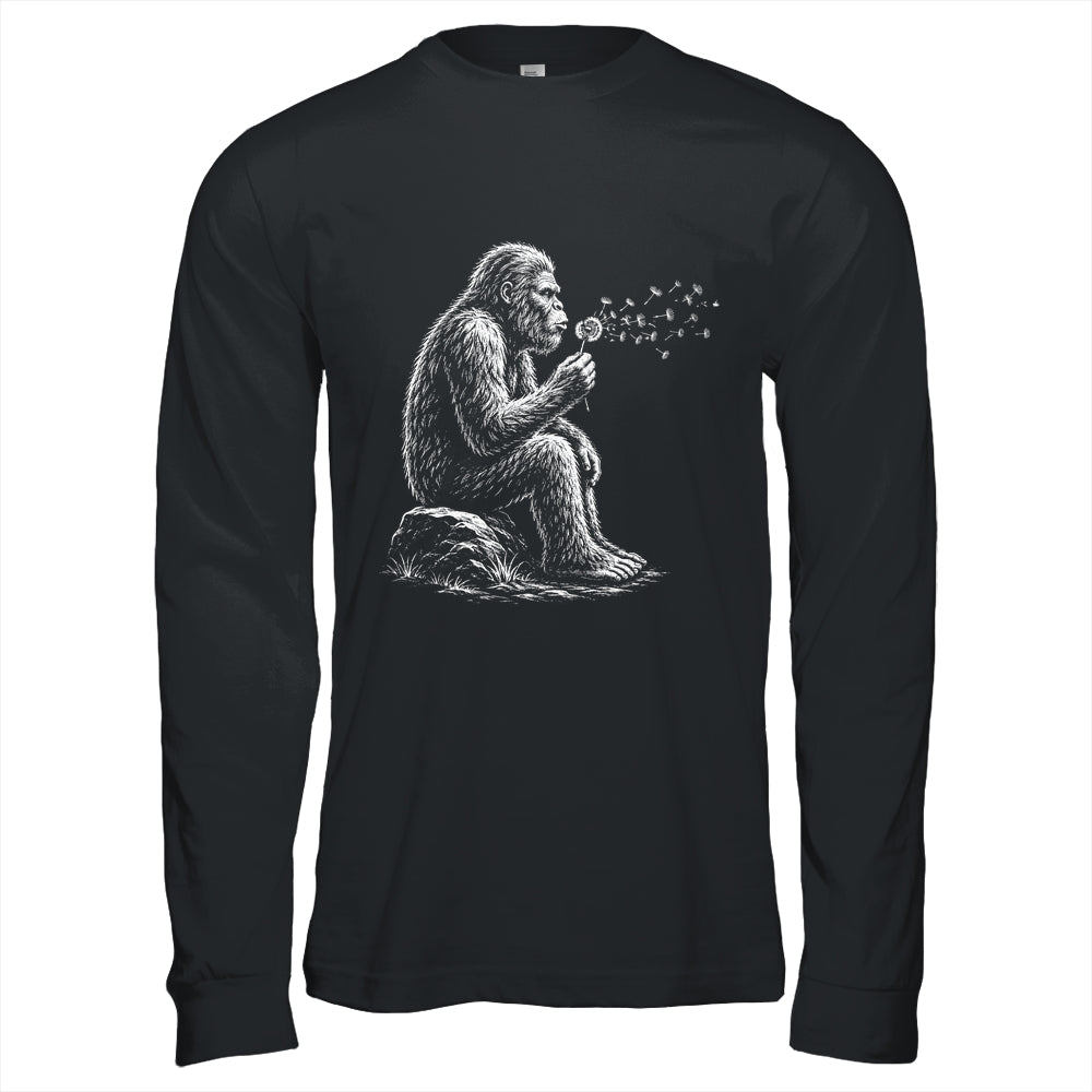 Bigfoot Blowing Wishes Dandelion Vintage Sasquatch Art Shirt & Hoodie | siriusteestore